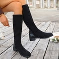 thumbnail image 7 of Gamivast Knee High Boots for Women Faux Suede Boots Stretch Shaft Round Toe Low Heel Riding Boots for Outdoor Walking Travel Daily Casual Footwear Black 39, 7 of 7