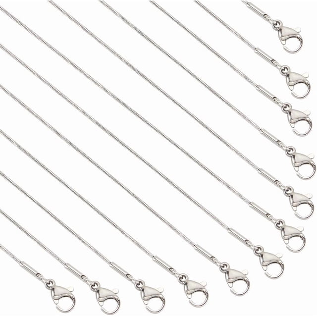 12 cadenas de serpiente para hombre y mujer, de acero inoxidable 304, con baño de plata al vacío.
