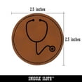 thumbnail image 2 of Stethoscope Medical Doctor Nurse 2.5" Faux Leather Round Engraved Iron-On Patch - Brown, 2 of 6