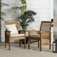 thumbnail image 2 of Wood Patio Chairs in Brown with Cushion - Set of 2, 2 of 14