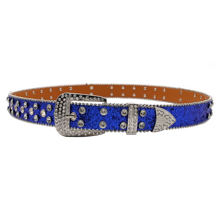 SWSMCLT Unisex Rhinestone Belt Fashion Faux Leather Women  display picture 3