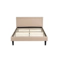 thumbnail image 4 of Deluxe Nailhead Trimmed Beige Linen Fabric Platform Bed with Wooden Slats, 4 of 5