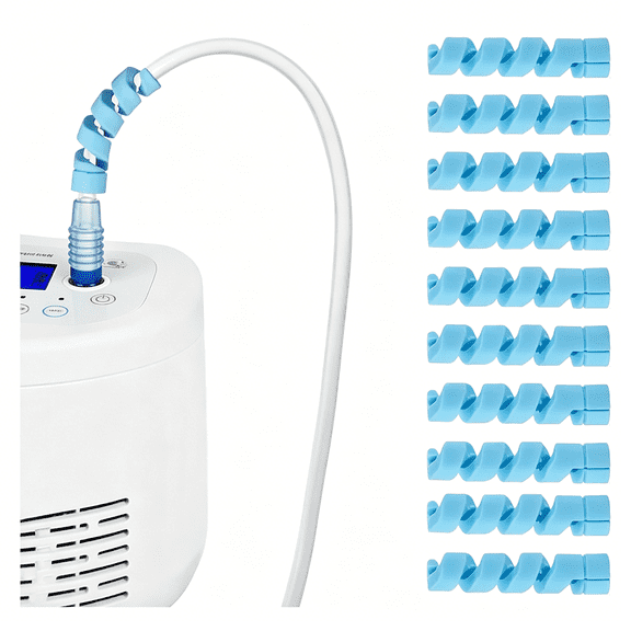 TELOLY 10 Pack Oxygen Tube Support Crimp Straightener for Portable Oxygen Concentrator Oxygen Tank Oxygen Hose Nasal Cannula Oxygen Tubing Accessories Blue