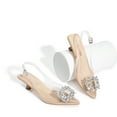 thumbnail image 3 of Women's Pointed Toe Slingback Kitten Heels With Rhinestone Buckle, 3 of 7