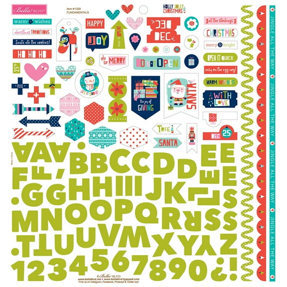 Holly Jolly Christmas Fundamentals Stickers 12"X12"-