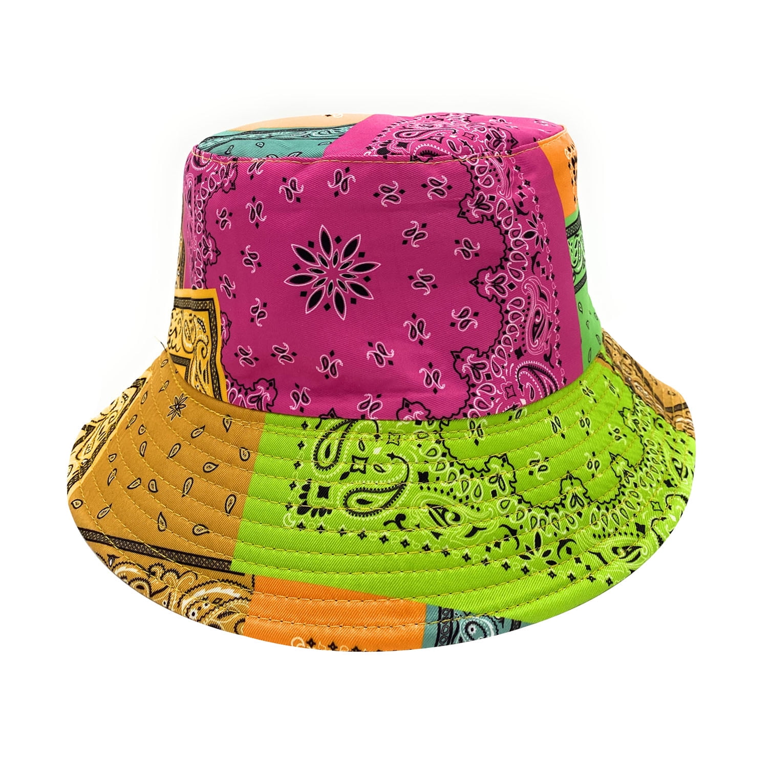 Reversible Bucket Hat for Women-Hawaiian Fishermen Hat Reversible Side with Embrodery Rose Black Unisex Beach Sun Hat 