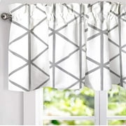 DriftAway Raymond Geometric Triangle Trellis Pattern Lined Thermal Insulated Energy Saving Window Curtain Valance for Living Room 2 Layers 52 Inch by 18 Inch plus 2 Inch Header Gray and White