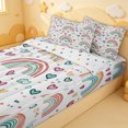 thumbnail image 3 of Erosebridal Boho Rainbow Zipper Twin Comforter Sets with Fitted Sheet and 2 Pillowcases for Girls, HDrawn Heart Print Zipper Bedding Set, White Pink, Polkadot Reversible, 4 Pieces, 3 of 7