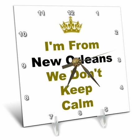 New Orleans Saints Desk Clock - 3dRose dont keep calm, New Orleans, black and gold letters on white background, Desk Clock, 6 by 6-inch