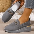 thumbnail image 4 of Rokment Women's Classic Platform Wedge Slip on Penny Loafers Spring Fall Fashion Casual Suede Chunky High Heels Walking Oxfords Non-Slip Work Sneakers for Woman Grey Size 9.5, 4 of 7