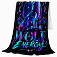 thumbnail image 2 of Cosmic Spirit Wolf Energy Galaxy Night Sky Fantasy, Peaceful Mountain Lake Scene, Warm Flannel Blanket for Cabin and Lodge, Outdoor Lovers Camping Gift, Festive Home Decor, 2 of 9