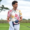 thumbnail image 5 of Balery Colorful Flowers Printed Men’s Short Sleeve Polo Shirt, Midweight Men's Shirt,Golf Polo shirts -3X-Large, 5 of 8