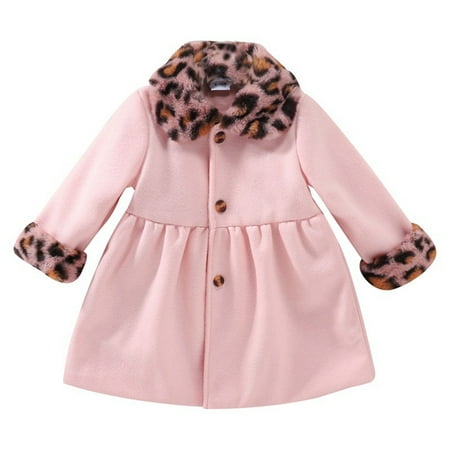 

Aompmsdx Toddler Children Girls Winter Long Sleeve Leopard Print Pink Wool Coat Jacket For Babysstranger Things