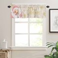thumbnail image 7 of Merry Christmas Kitchen Curtains and Valances Set, Pink Santa Claus Leaf Winter Snowflake Linen Rod Pocket Window Valance Window Curtain Panels for Living Room Bedroom Laundry, 27.5x24in, 3 Pieces, 7 of 7