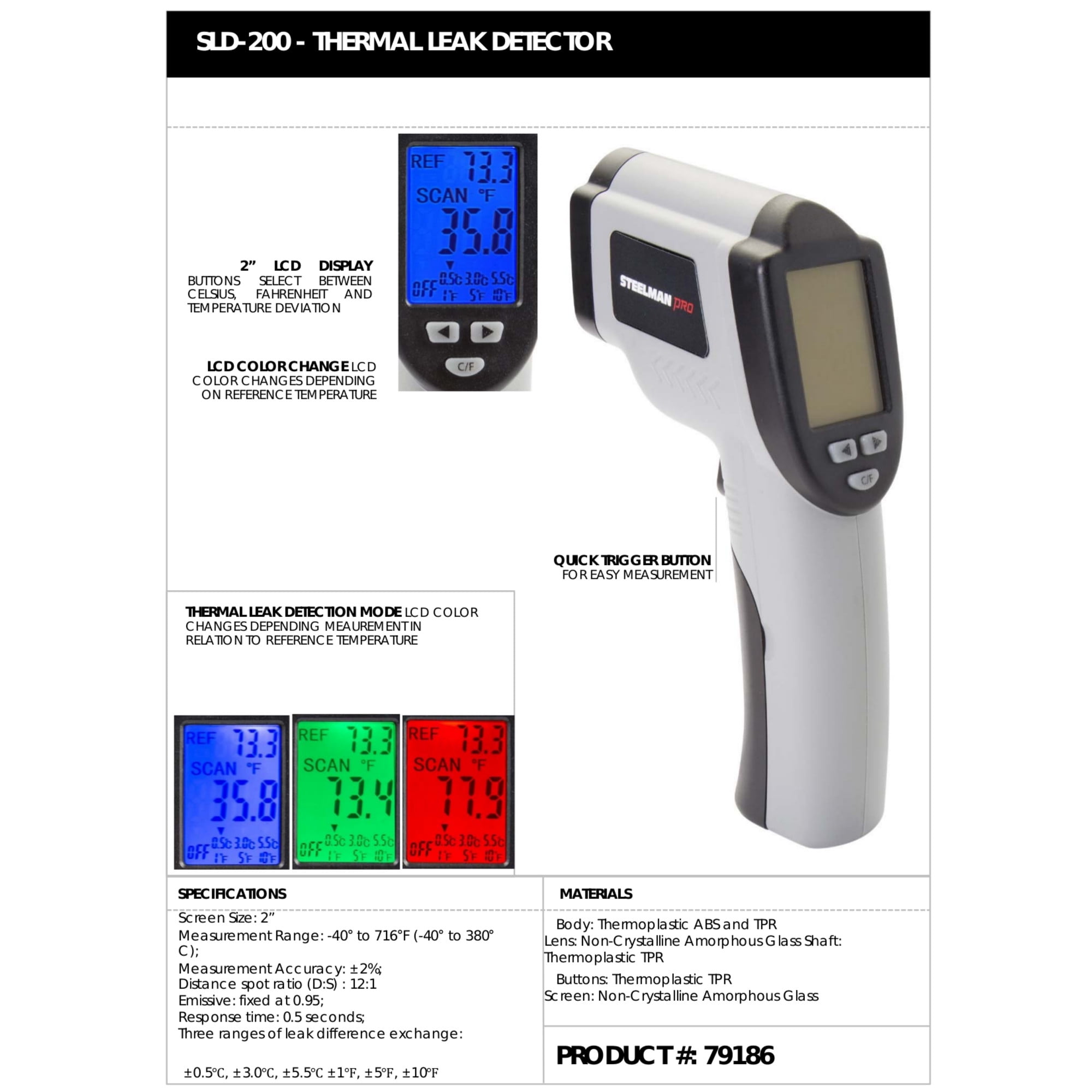 STEELMAN PRO 79186 Infrared Thermometer with Thermal Leak Detection 