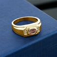 thumbnail image 3 of Gem Stone King Men's 18K Yellow Gold Plated Silver Red Tiger Eye and White Diamond Ring (1.38 Cttw, Gemstone Birthstone, Oval 8X6MM,, Size 11), 3 of 3