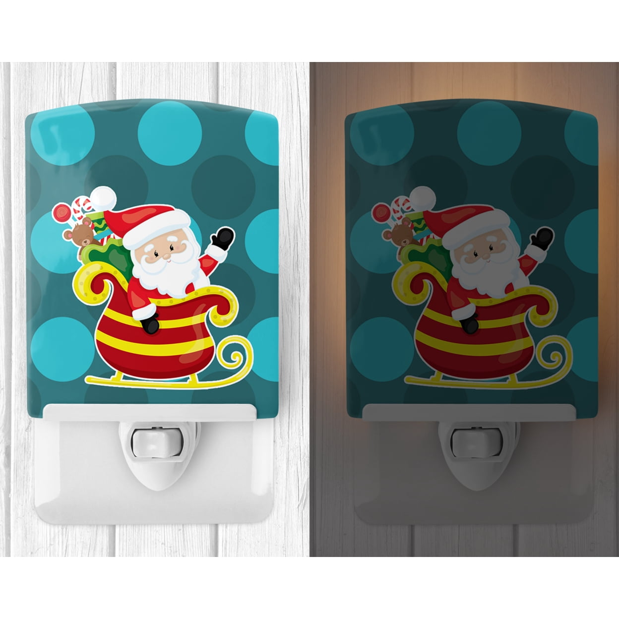 Caroline's Treasures BB9023CNL Christmas Santa Claus Sleigh Ceramic Night Light, 6x4x3", multicolor