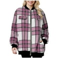 thumbnail image 3 of Horkkom Flannel Jacket Women Fleece Fuzzy Zip Up Jackets Casual Plaid Print Winter Coats with Pockets XXL, 3 of 6