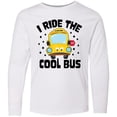 thumbnail image 3 of Inktastic I Ride the Cool Bus with Yellow Bus Long Sleeve Youth T-Shirt, 3 of 5