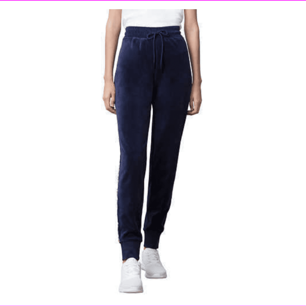 women's navy blue velvet pants