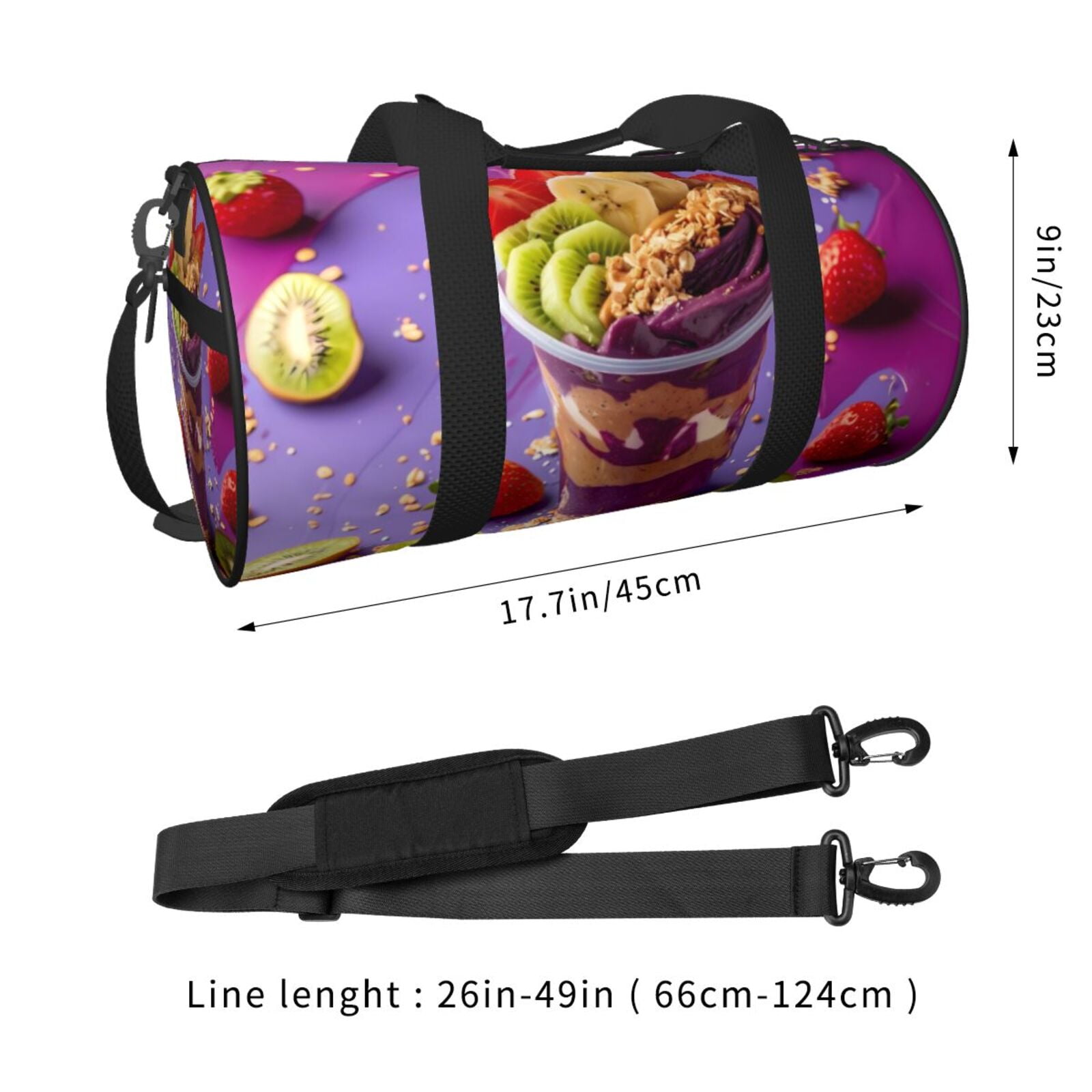 Vsdgher Fruit Parfait Colorful 45L Foldable Duffel Bag, Sports Gym Bag,Overnight Bag, Portable Weekender Bag for Airplanes