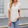 thumbnail image 2 of V Cuello Manga Corta Tops para las Mujeres Primavera Verano Moda Color Sólido Camiseta, Imitación Algodón, 2 of 5