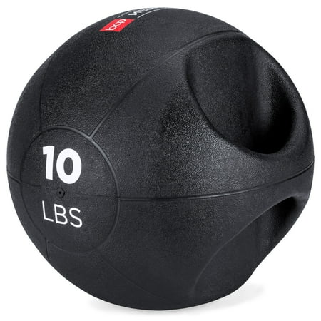 Best Choice Products 10lb Double-Grip Weighted Medicine Ball Exercise Equipment for Strength Balance Fitness Core Workout Training w/ Handles - Black