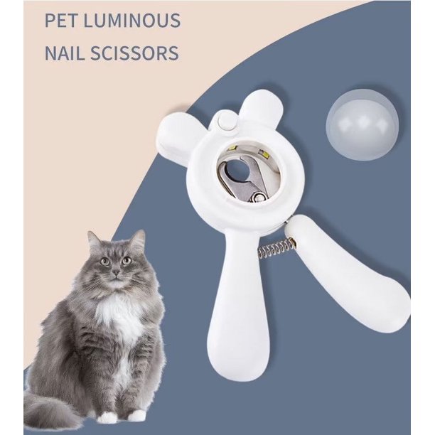 Cortaúñas para mascotas con luz LED, cortador de garras de gato para línea de sangre de uñas para evitar cortes excesivos, herramienta de aseo de hoja en ángulo afilado para perros, gatos, conejos, animales pequeños ER