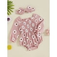 thumbnail image 3 of FEORJGP Toddler Girl 2PCS Floral Outfits 0 3M 6M 9M 12M 18M Newborn Long Sleeve Jumpsuits Square Neck Bodysuits Flower Print Rompers with Hairband Kidsual Comfy Daily Clothes for Spring Fall, 3 of 7