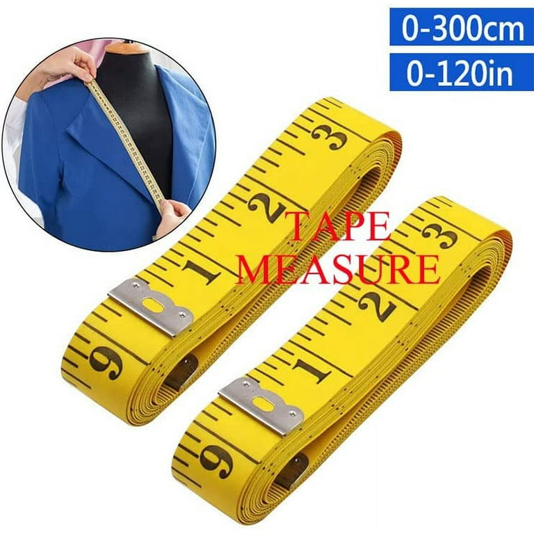 120Inch Dual Sided Tailor Clothing Tape Fiber 300Cm Body Measuring Soft  Tape Measure Sewing Waist Height Measurement,Yellow,Yellow