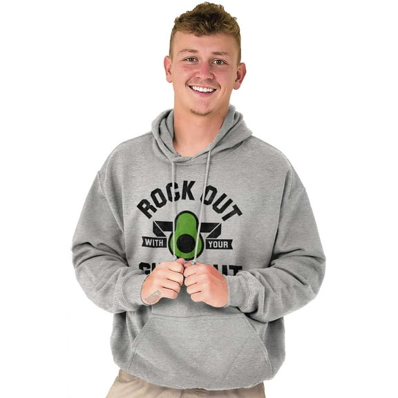 Rock Out With Guac Avocado Guacamole Unisex Plus Fleece Graphic Hoodie Brisco Brands 2X