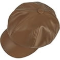 thumbnail image 2 of Womens PU Leather Newsboy Cap 8 Panel Paperboy Newsie Cap Bakerboy Beret Cabbie Hat, 2 of 6