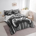 thumbnail image 3 of Feelyou 3D Game Console Twin Bedding Sets 7-Piece for Boys, Grey Honeycomb Stripes Bedding Comforter Set, Modern Game Controller Reversible Sheet Sets, Microfiber Bedroom Decor, 3 of 7