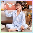 thumbnail image 1 of Children's Pajamas Anime Sanrioed Kuromi Cinnamoroll Melody Long Sleeve Kawaii Kids Spring Cotton Cartoon Parent-Child Homewear, 1 of 5