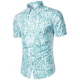 thumbnail image 1 of Camisas Para Hombre Talla Extra Camisa de solapa para hombre Moda Casual Impresión en color Camisa de manga corta (Blue, L), 1 of 6