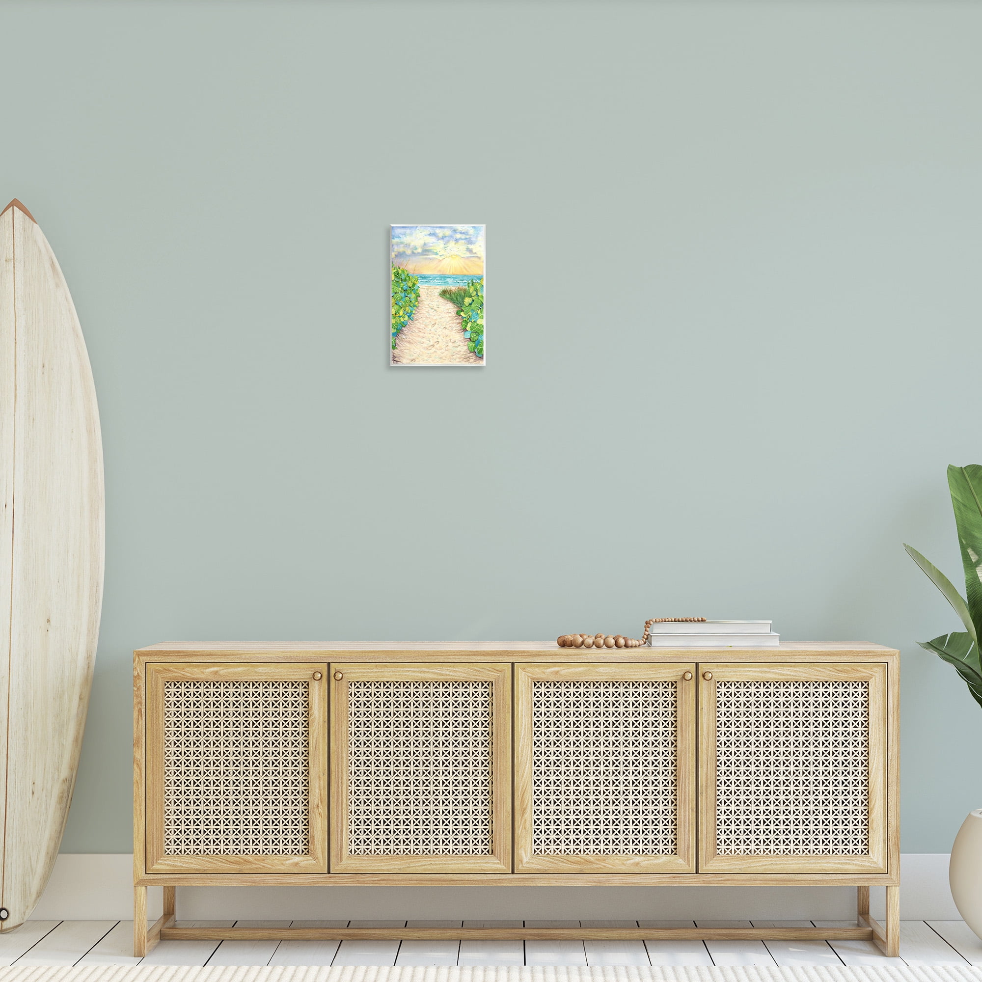 Stupell Industries Lush Beach Botanicals Landscape Painting Unframed Art Print Wall Art, 10 x 15