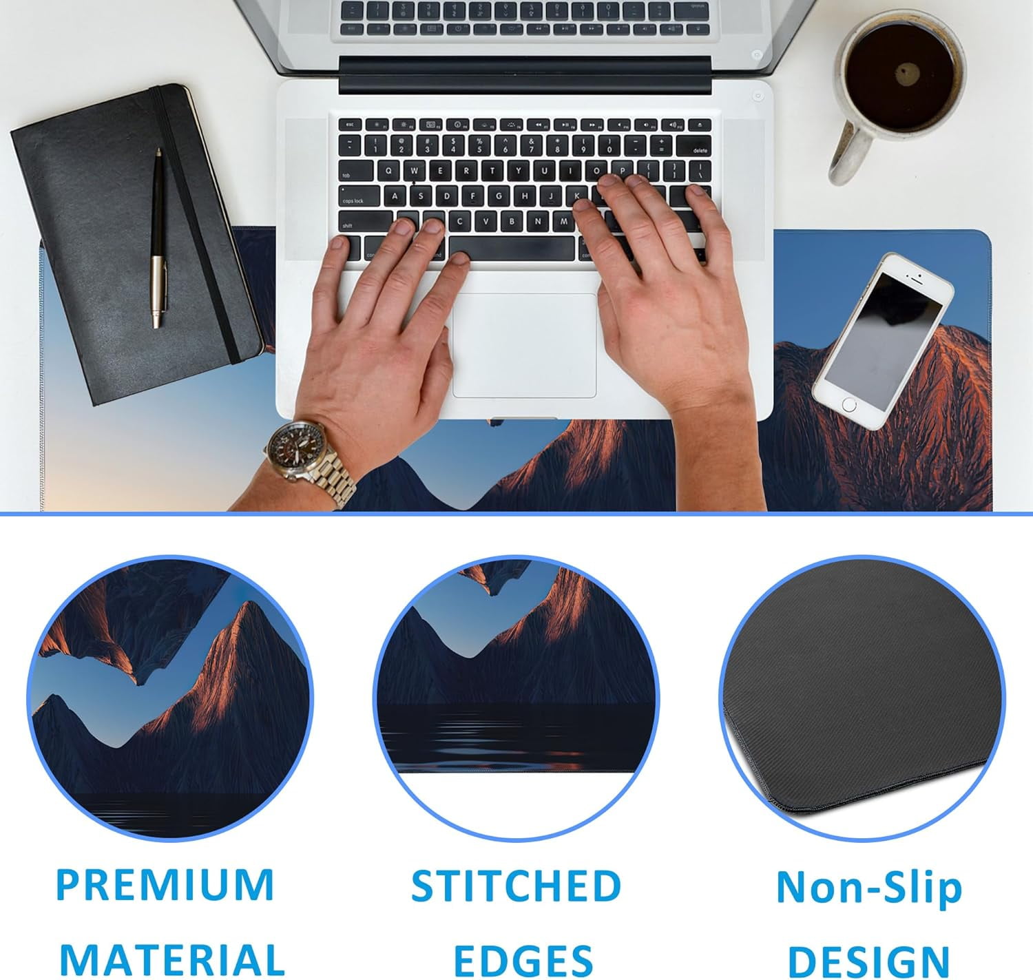 Fantasy Landscape Large Gaming Mouse Pad,Waterproof Desk Mat for Desktop,Non-Slip Rubber Base Mousepad with Stitched Edges for Laptop Office and Home 35.4X15.7 Inch