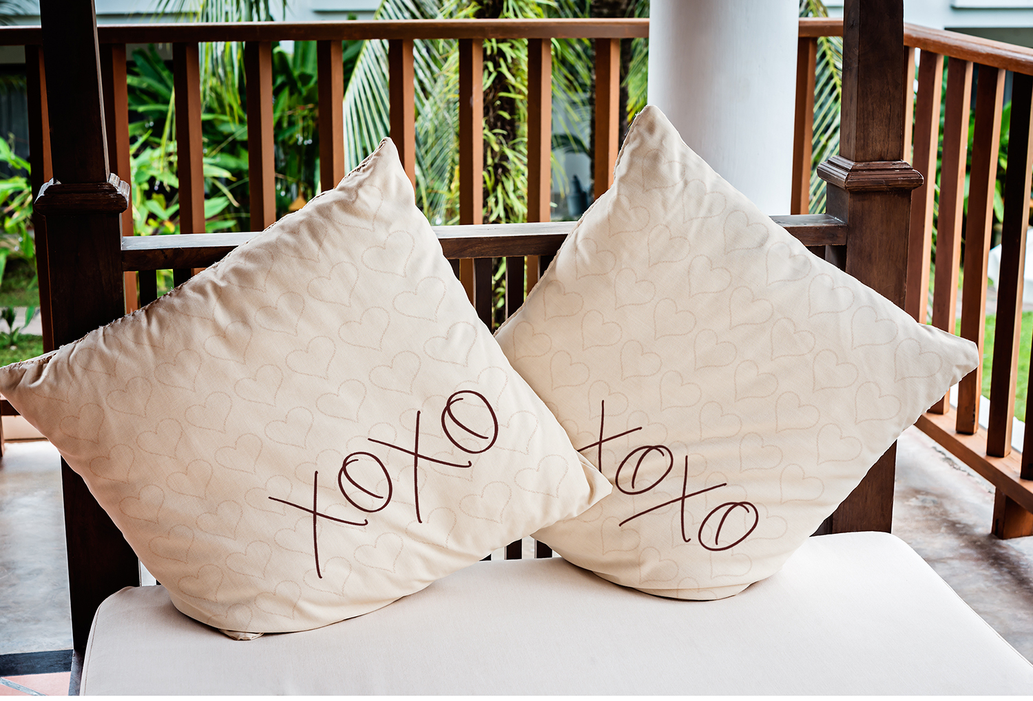 20"x20" Simply Daisy Valentines XOXO with Hearts Poly Indoor/Outdoor Pillow, Maroon Qty 1