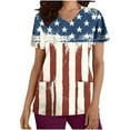 thumbnail image 2 of EGNMCR Nursing Scrub Tops for Women 4th of July Patriotic Flag Print Working Uniform Short Sleeve V Neck Workwear Blouse T shirt with Pockets Summer, 2 of 5