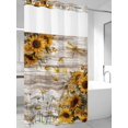 thumbnail image 2 of No Hook Shower Curtain with Snap-in Liner, Farmhouse Sunflower Waterproof Fabric Bathroom Curtains, Vintage Daisy Butterflies Rustic Wood Bath Curtains & Mesh Top Window Stand Up Stall 36"x72", 2 of 9