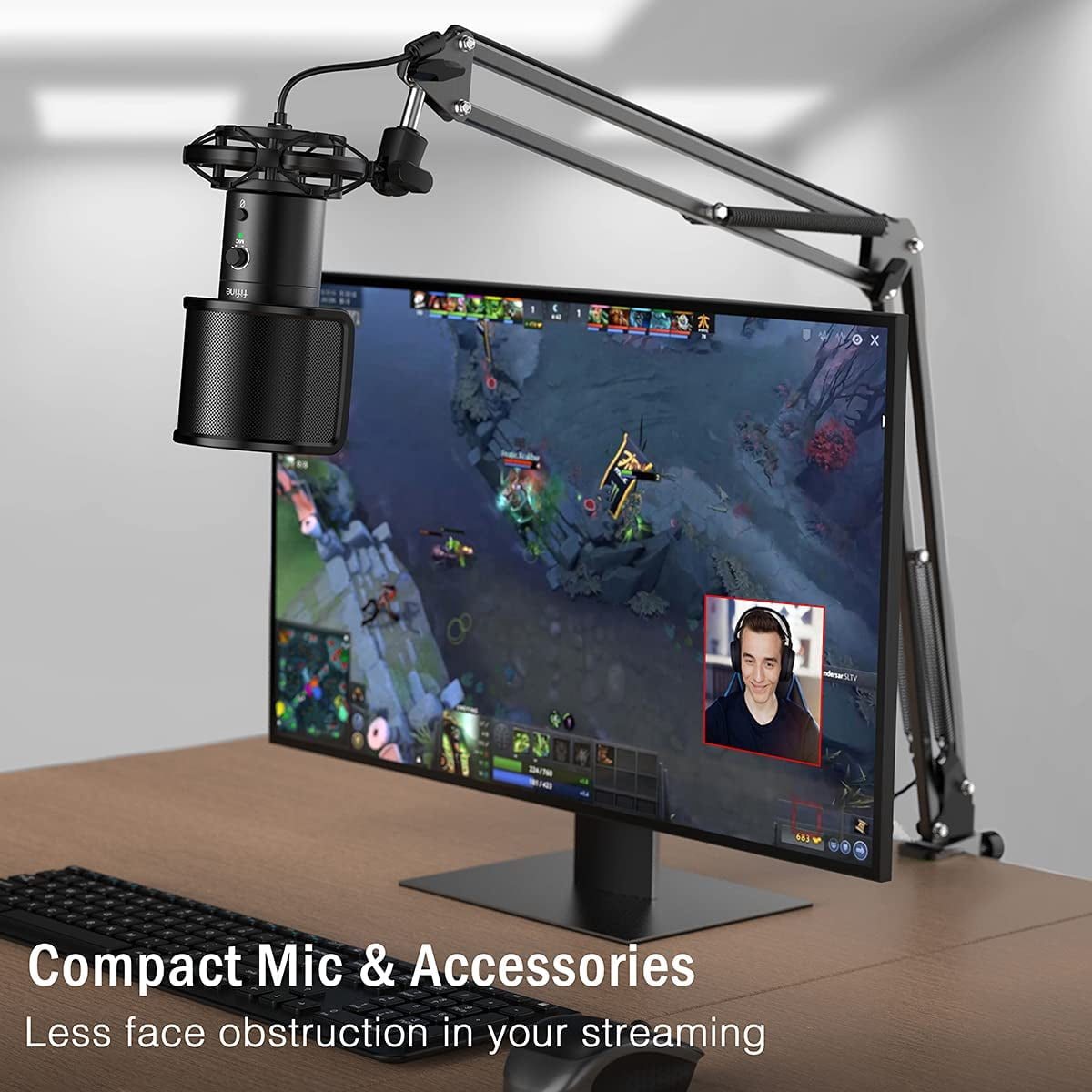 USB Gaming Streaming Microphone Kit with  Arm Stand, Condenser Mic for PC Podcast Recording Twitch Discord