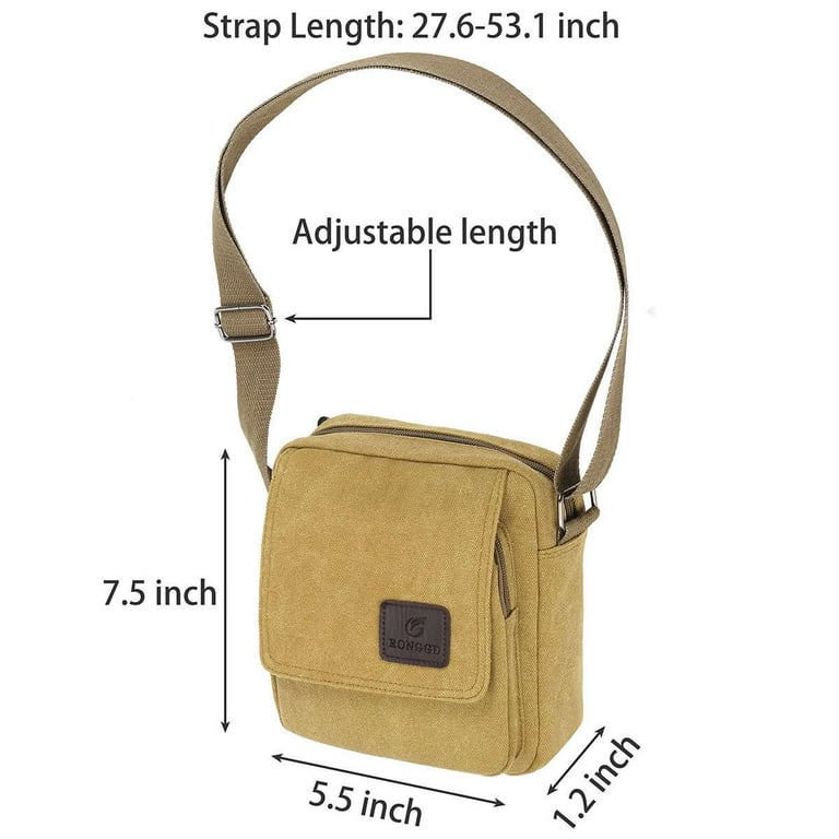 BOMKEE Waterbestendige Canvas Crossbody Bag Messenger Bag Satchel Schouder Sling Werktas Bookbag voor Mannen en Vrouwen(Zwart