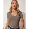 thumbnail image 5 of VICHVVY Summer Women's Scoop Neck Short Sleeve Shirts Ribbed Slim Fitted Casual Basic Top Blouses S-XL, 5 of 8
