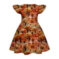 thumbnail image 3 of Dresses For Girls Halloween Pumpkin Pattern Round Neck Flowy Sundress Fall Casual Halloween Wear for Girls Ages 6–14, 3 of 4