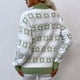thumbnail image 4 of Suéter Suelto Gibobby con Estampado navideño Casual de punto de Bloque de Color navideño para mujer con cuello y rayas verde L, 4 of 5