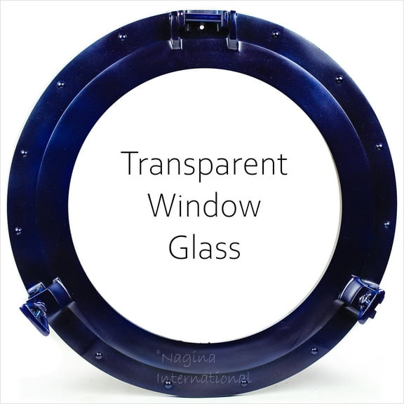 Nagina International Nautical Porthole Aluminium Blue Color | Maritime Wall Decor 20 Inches, Window (Transparent Glass)