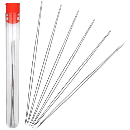 Big eye beading needles set: 6 pieces of needles with one clear needle bottle, easy to take