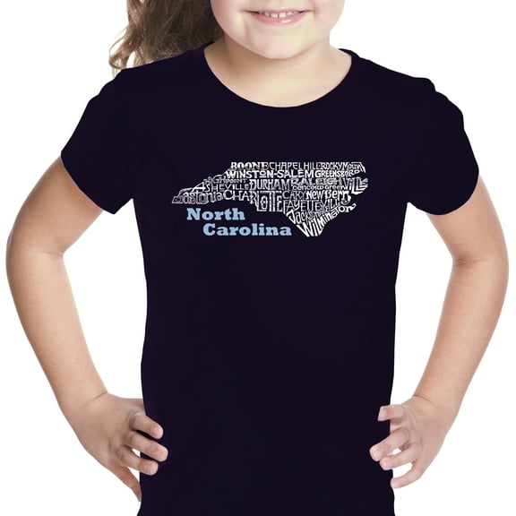 LA Pop Art Girl's Word Art T-shirt - North Carolina