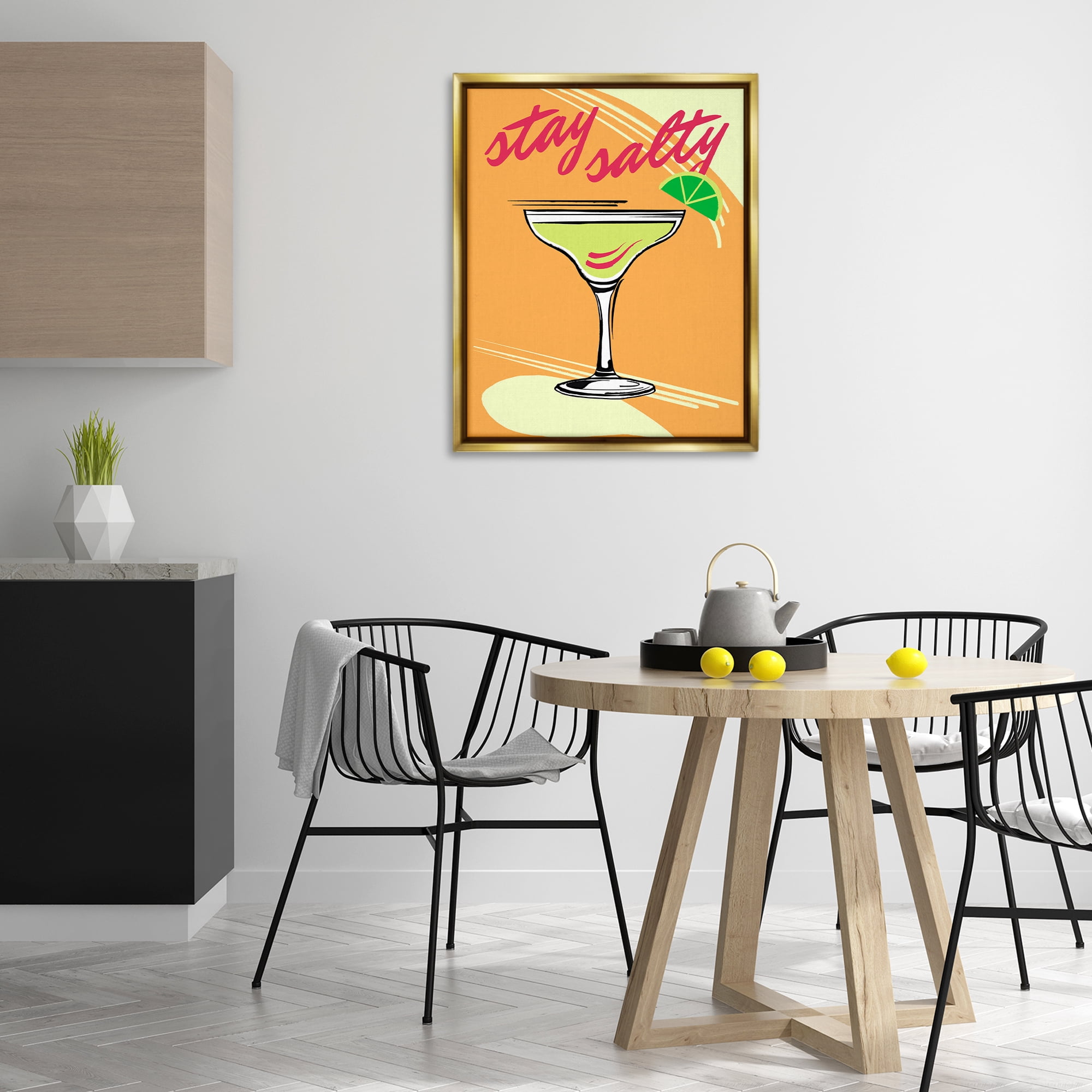 Stupell Industries Stay Salty Margarita Food & Beverage Painting Gold Floater Framed Canvas Art Print Wall Art, 25 x 31