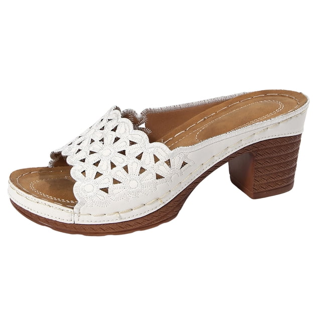 HSMQHJWE Sabots à Plateforme pour Femmes Mules Sandales à Talons Hauts Bout Rond Mules à Enfiler Talons Cloutés pour Femmes Chaussures Décontractées Confortables